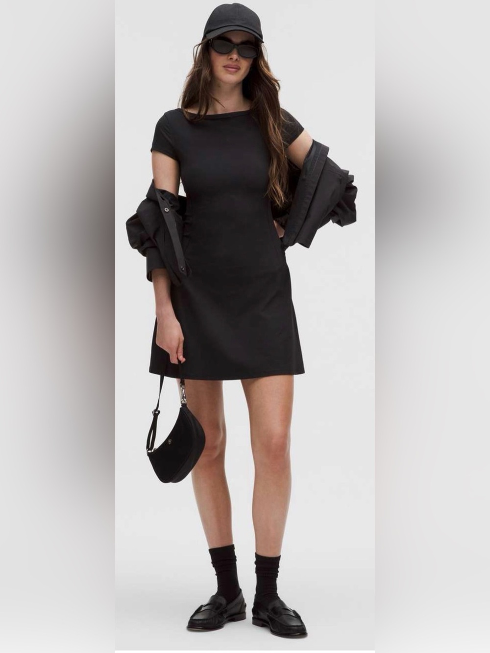 Lululemon All Aligned Ribbed Mini Dress Black 8